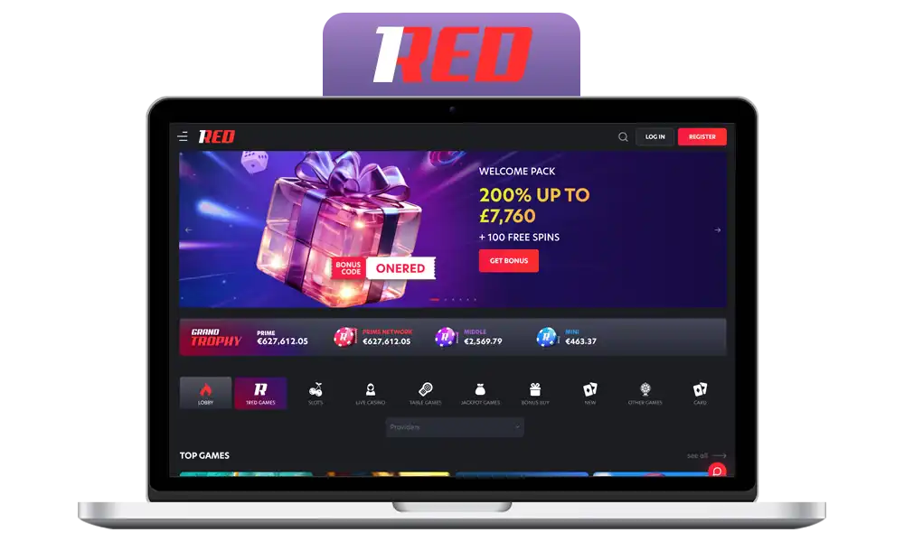 Interface of 1Red bookmaker office