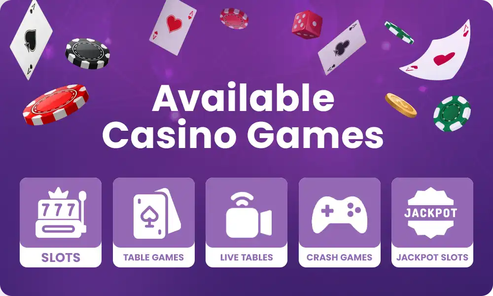 Large selection of casino games available at offshore casinos