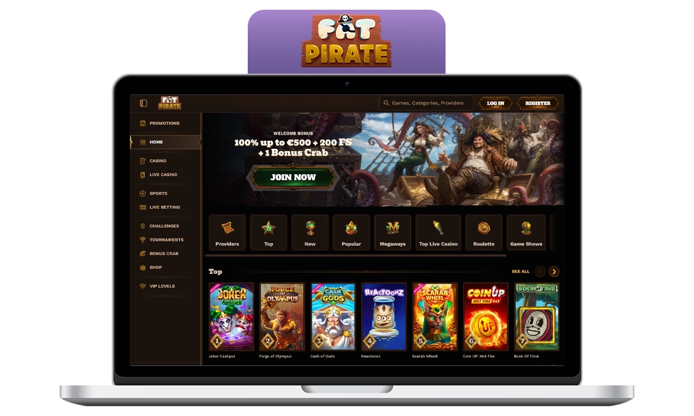 Interface of Fat Pirate bookmaker office