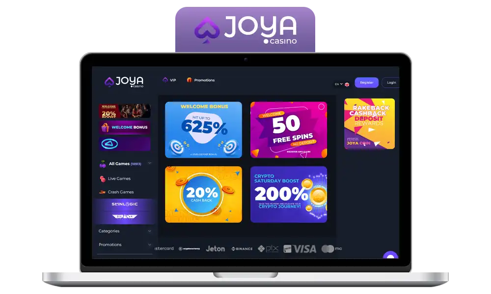 Interface of Joya.casino bookmaker office