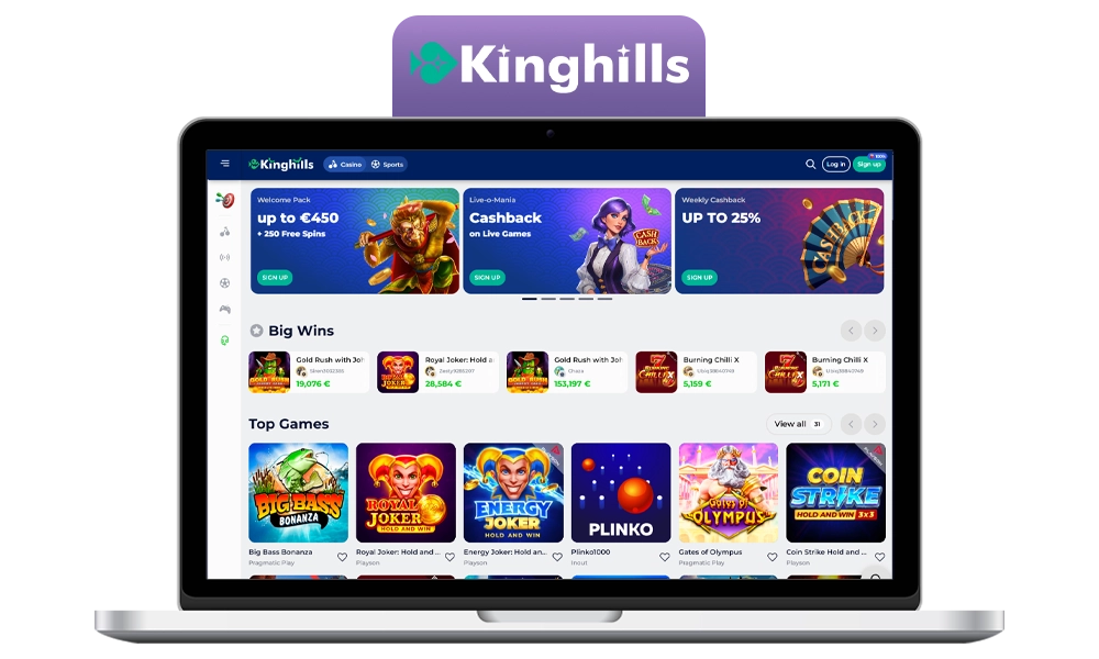 Interface of Kinghills bookmaker office