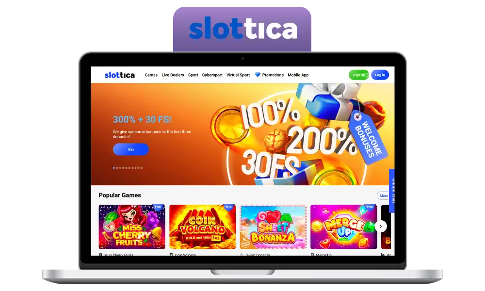 Interface of Slottica Casino bookmaker office