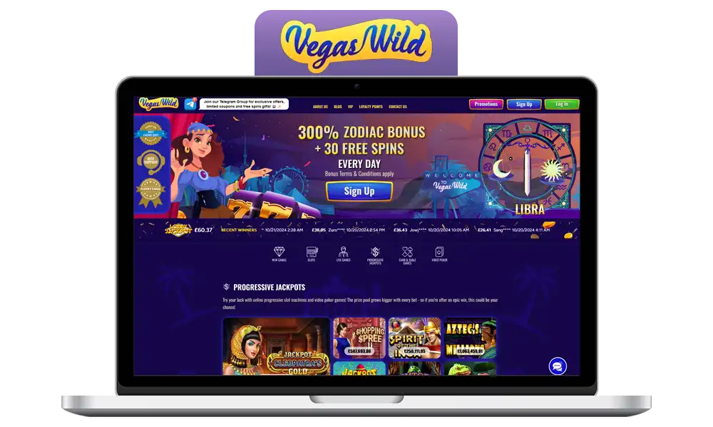 Interface of Vegas Wild bookmaker office